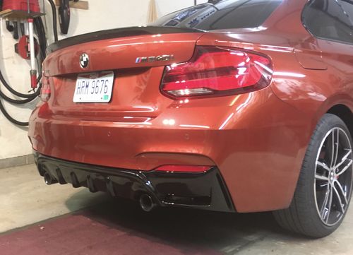 Customer photo review of MHC Black BMW M235i/M240i R44 Aggressive Style Rear Diffuser In Gloss Black (F22/F23)