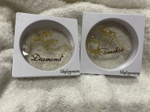 Customer photo review of Custom Fancy Name Necklace