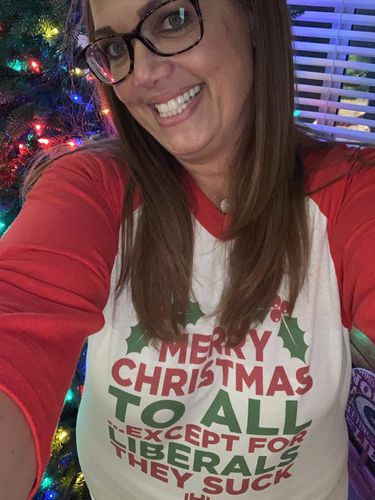 Customer photo review of Merry Christmas To All Christmas Raglan