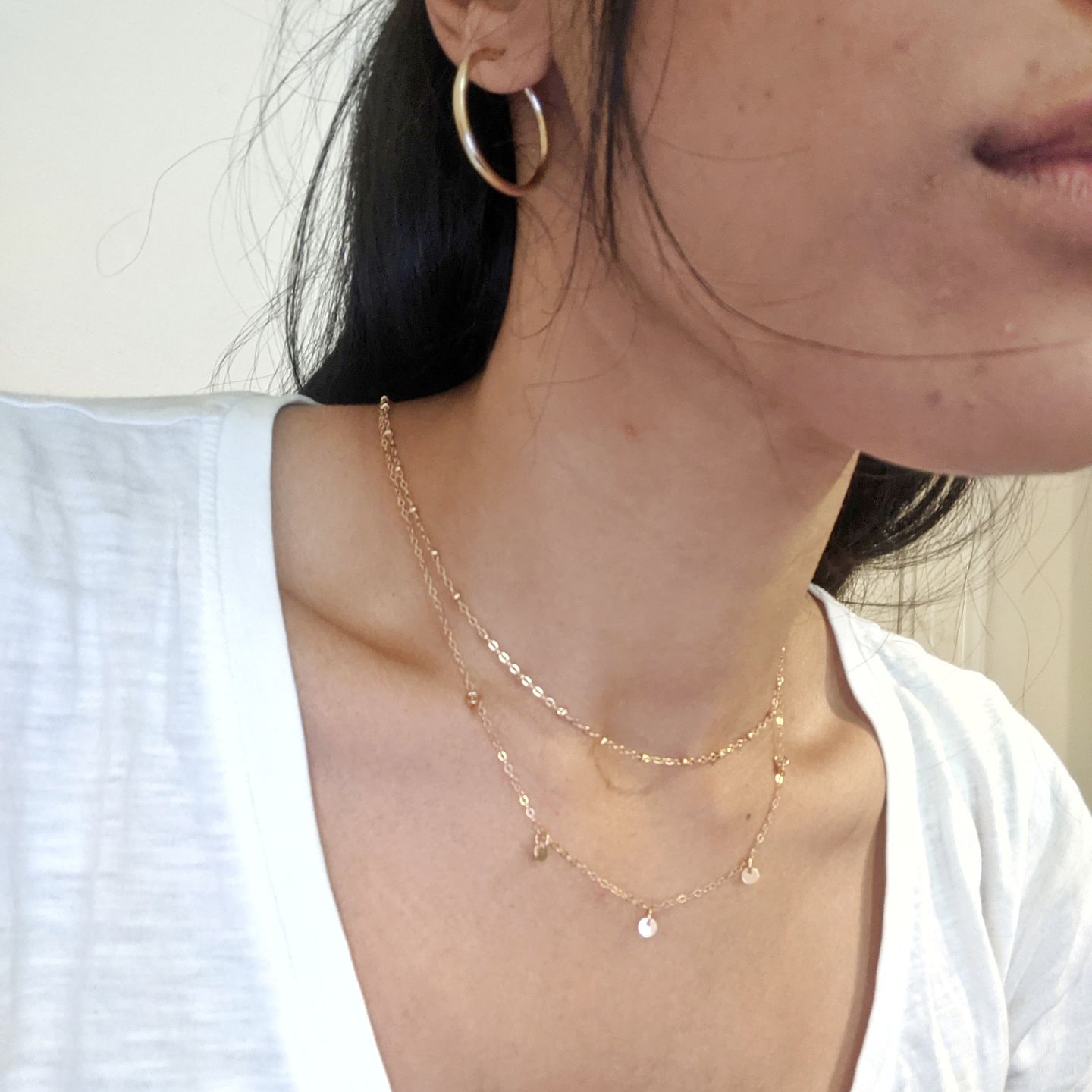 Customer photo review of The Tiny Coins Necklace
