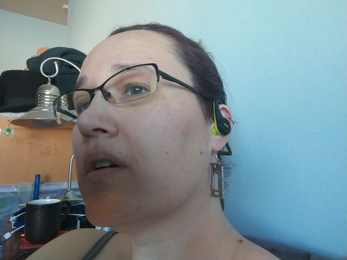 Customer photo review of The Guillotine Earrings