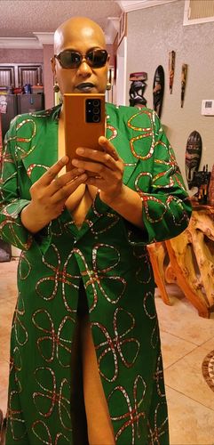 Customer photo review of African Ankara Alora Wrap Dress