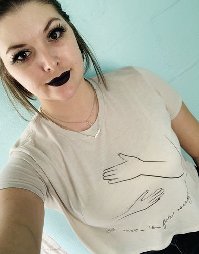 Customer photo review of Self-Care Is For Everyone (Logo) -- Crop T-Shirt