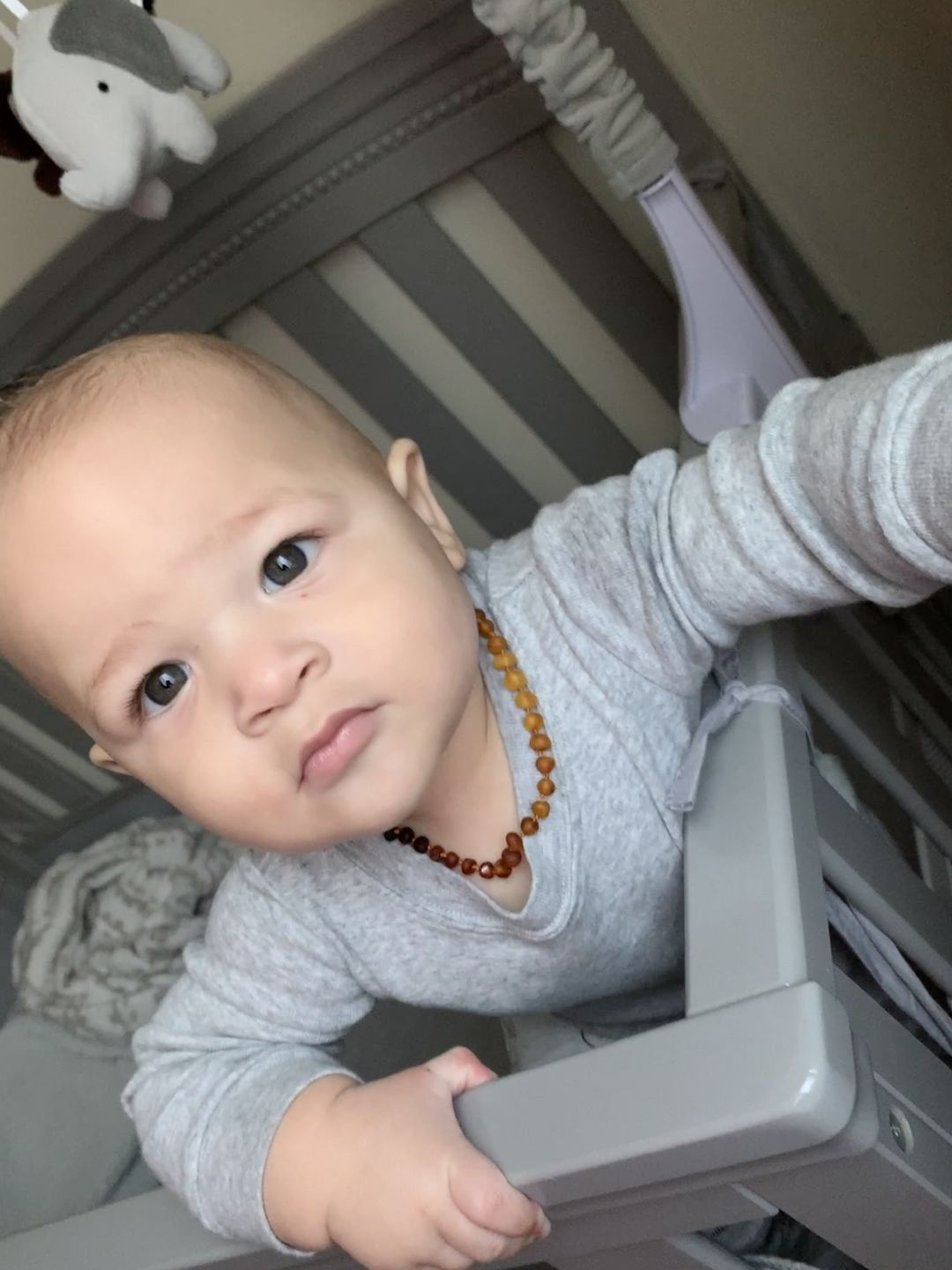Customer photo review of Raw Ombre Amber Necklace