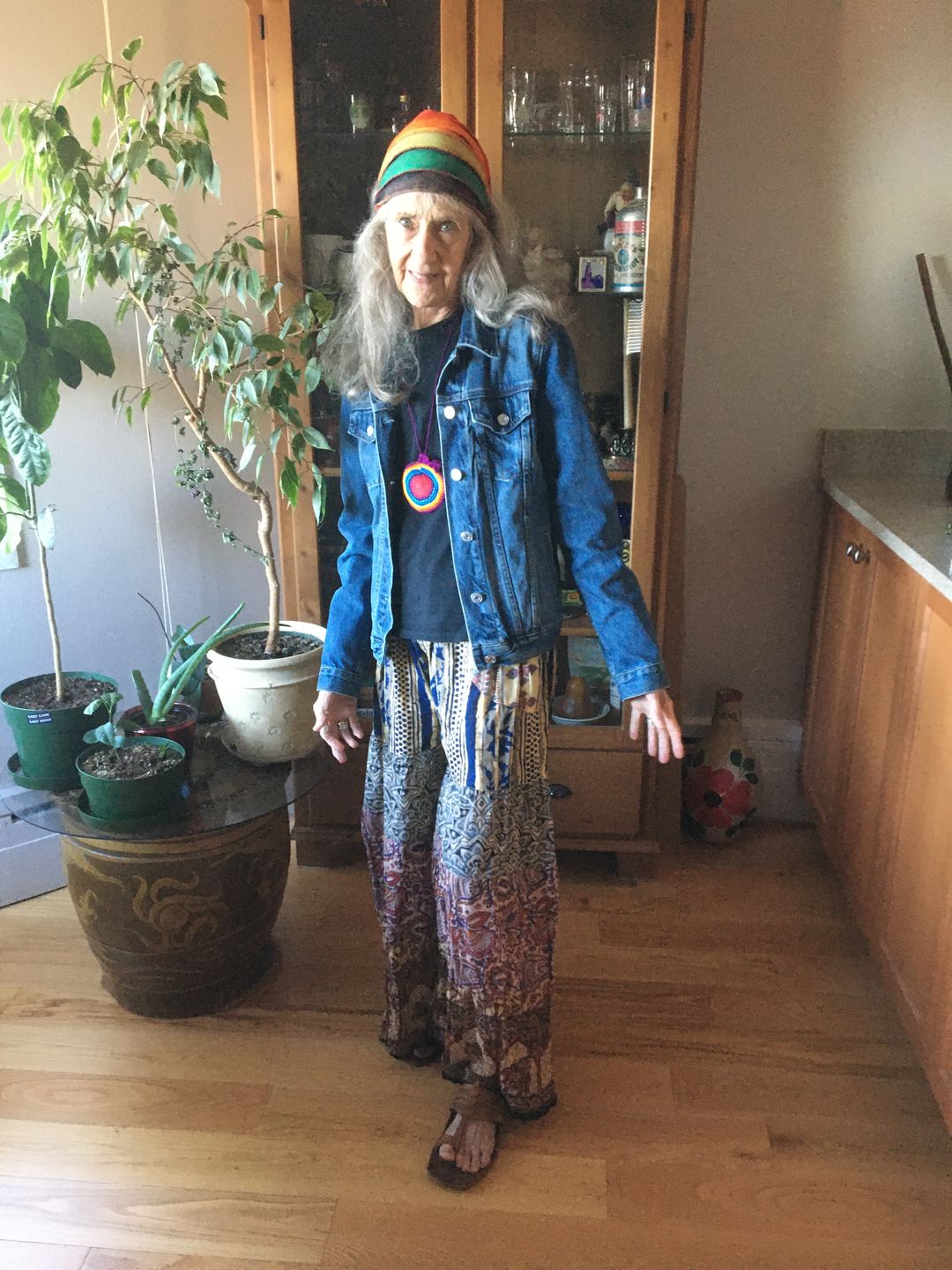 Customer photo review of Far Out Flare Patchwork Pants