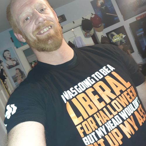 Customer photo review of I Was Going To Be A Liberal For Halloween Mens Apparel