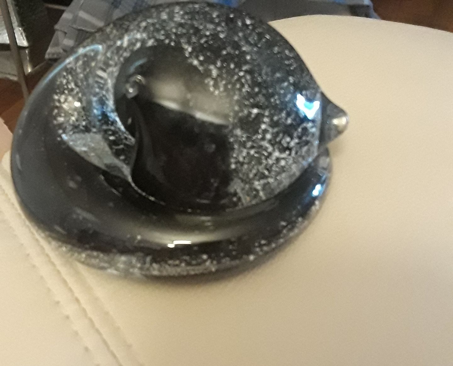 Customer photo review of Half-tone Sleeping Glass Cat with Infused Cremation Ashes
