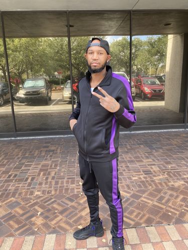 Customer photo review of Solid One Stripe Track Jacket Black - Red (100-501)