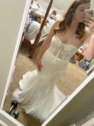 Customer photo review of Strapless Fitted Mermaid Wedding Dresses with Removable Sleeves VW1298