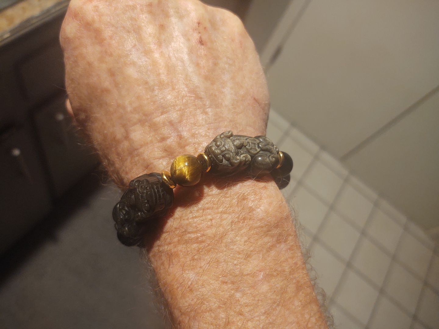 Customer photo review of Natural Gold Obsidian Double Pi Yao Wealth Bracelet
