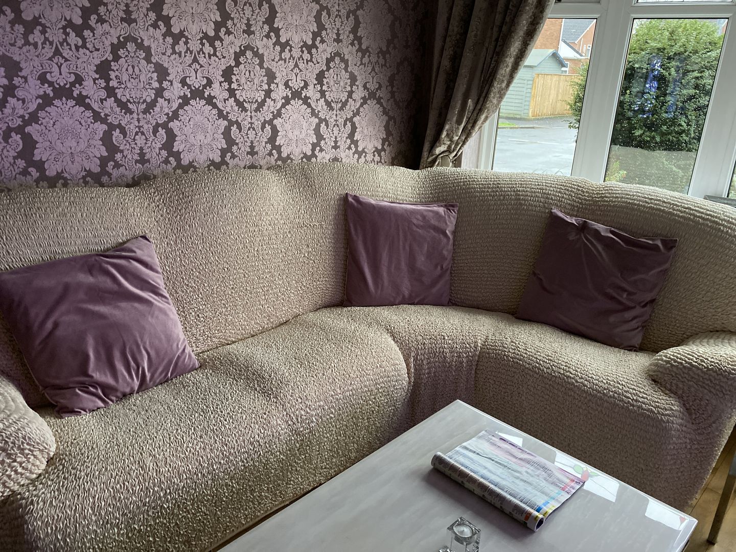 Customer photo review of Corner Sofa Cover - Beige  Microfibra
