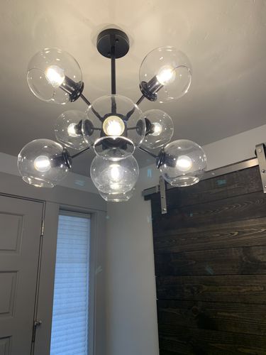 Customer photo review of Modern Sputnik 9-light Black Globe Chandelier
