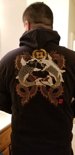 Customer photo review of Double Koi & Dragon Embroidered Sukajan Hoodie