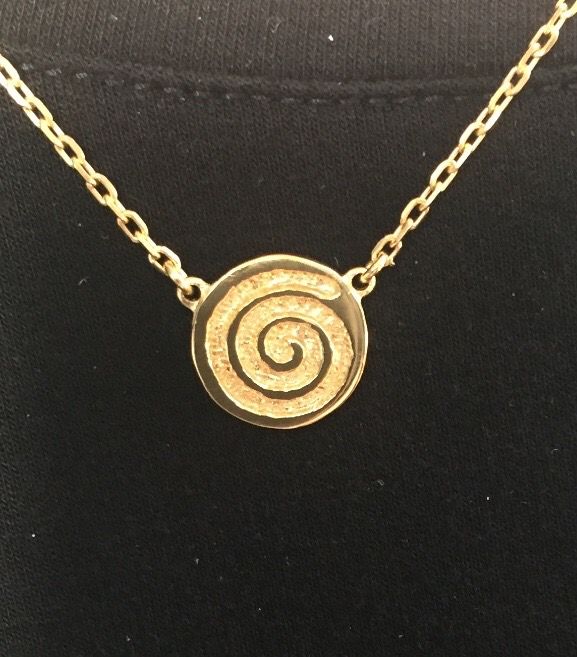 Customer photo review of Celtic Spiral Gold Plated Silver Necklace (Symbolising Joy, Energy, Life, Birth)