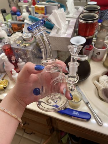 Customer photo review of Marble Studded Dab Rig With Colored Accents