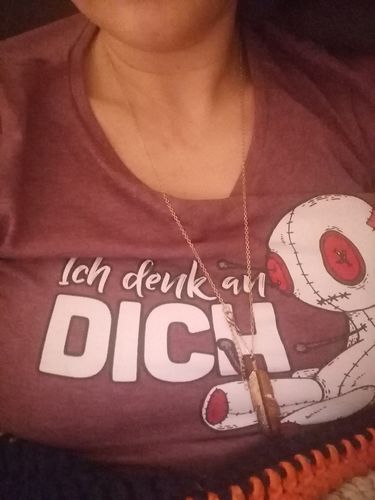 Customer photo review of Voodoo Ich denk an dich Words on Shirts  - Damen Melange Shirt