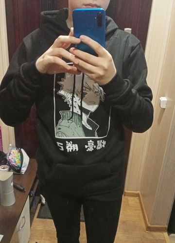 Customer photo review of Harajuku Style My Hero Academia Bakugou Hoodie