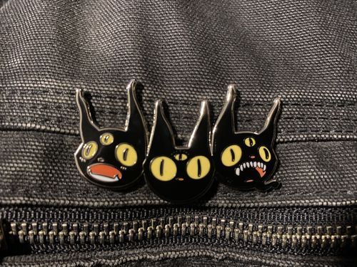 Customer photo review of Three Black Cats, Enamel Pin