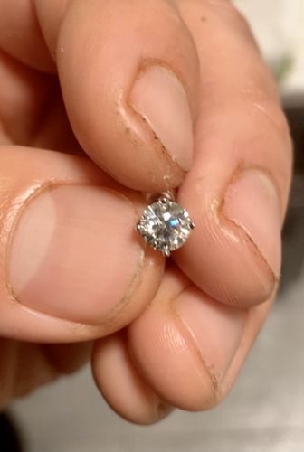 Customer photo review of VVS Moissanite Solitaire Stud Earrings
