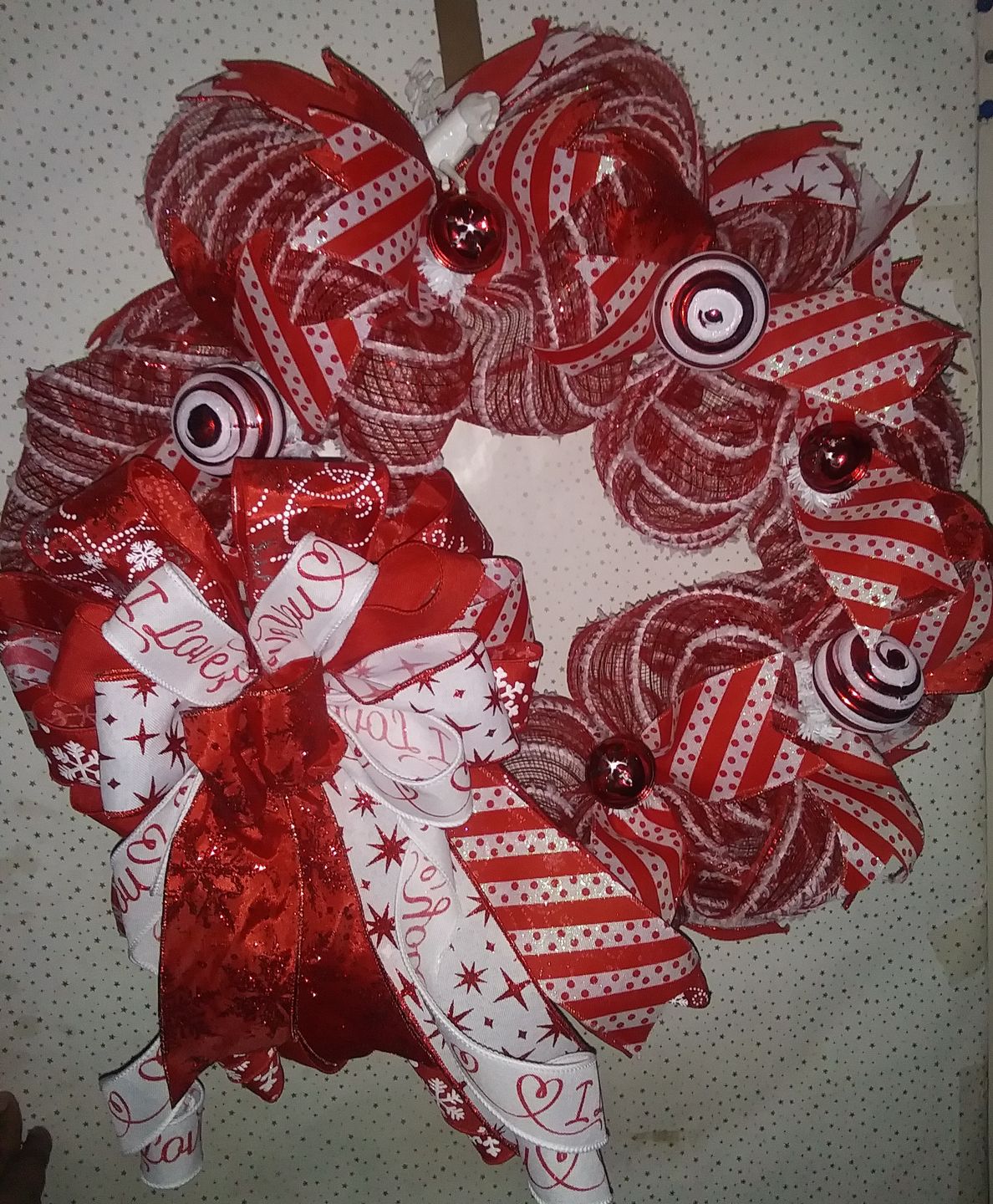 Customer photo review of 15-24" Tinsel Work Wreath Form: White