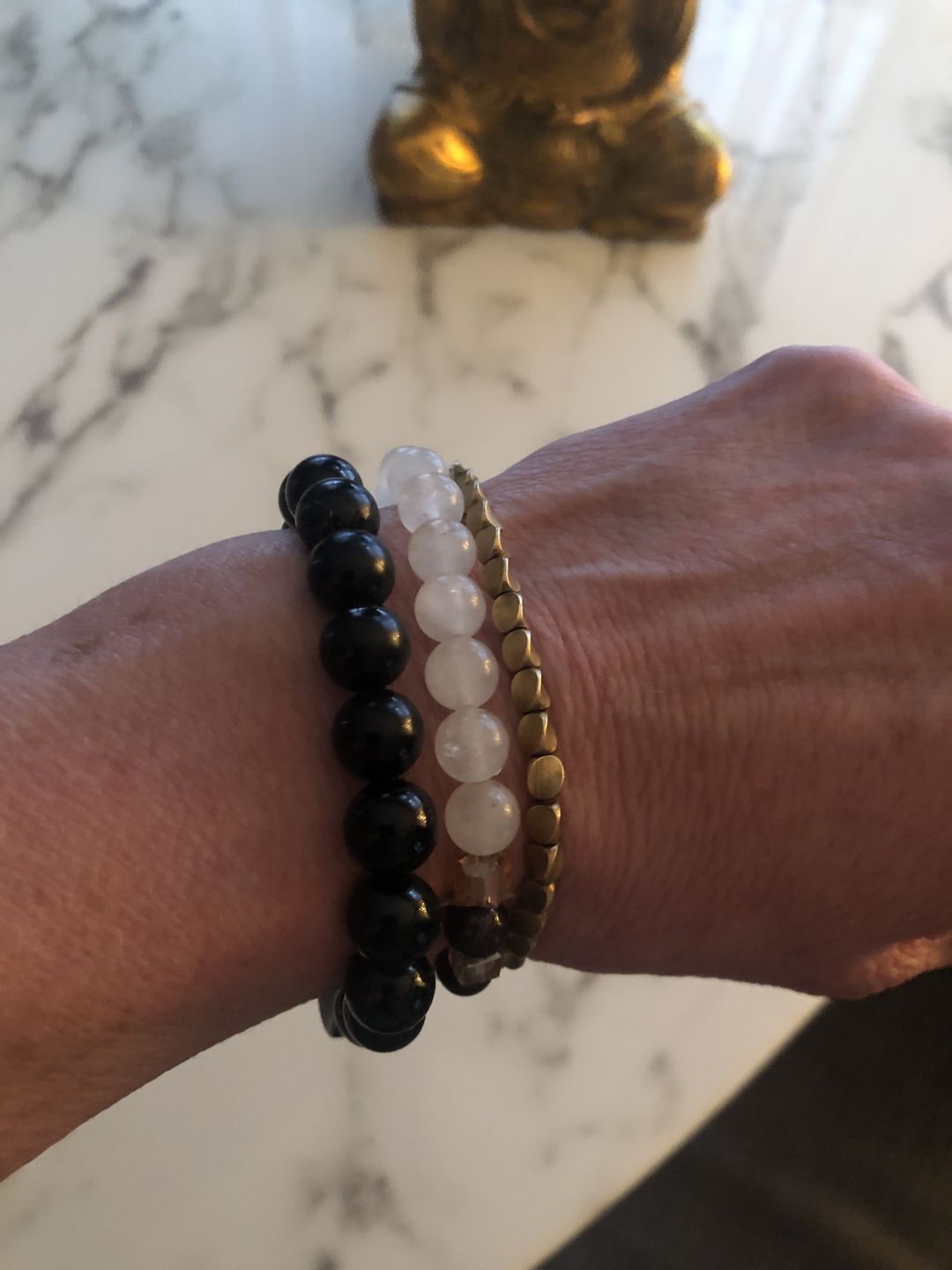 Customer photo review of Natural White Chalcedony Positivity Bracelet