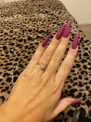 Customer photo review of Louily Yellow Gold 3.5 Carat Oval Cut Solitaire Engagement Ring In Sterling Silver