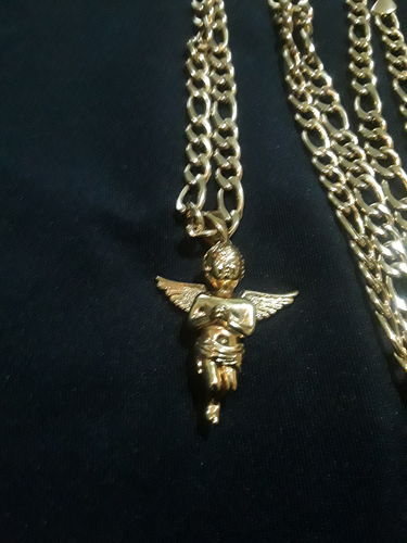 Customer photo review of 5mm 14K Gold IP Stainless Steel Figaro Necklace