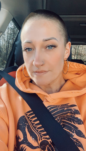 Customer photo review of 107- Apache Crop Hoodie - Cantaloupe