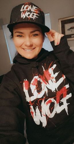 Customer photo review of 103- Blood Lone Wolf Crop Hoodie