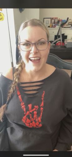 Customer photo review of 152 - Red Regret Wide Neck Hoodie