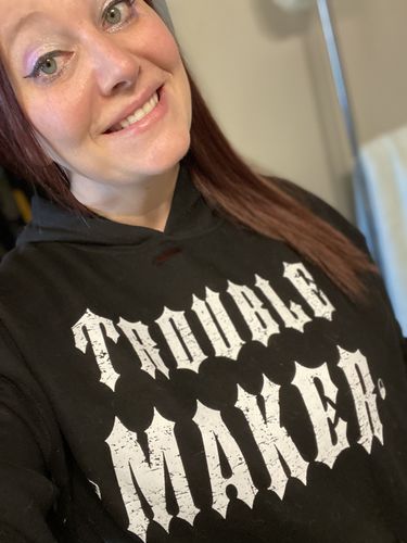 Customer photo review of 142- Trouble Maker Crop Hoodie