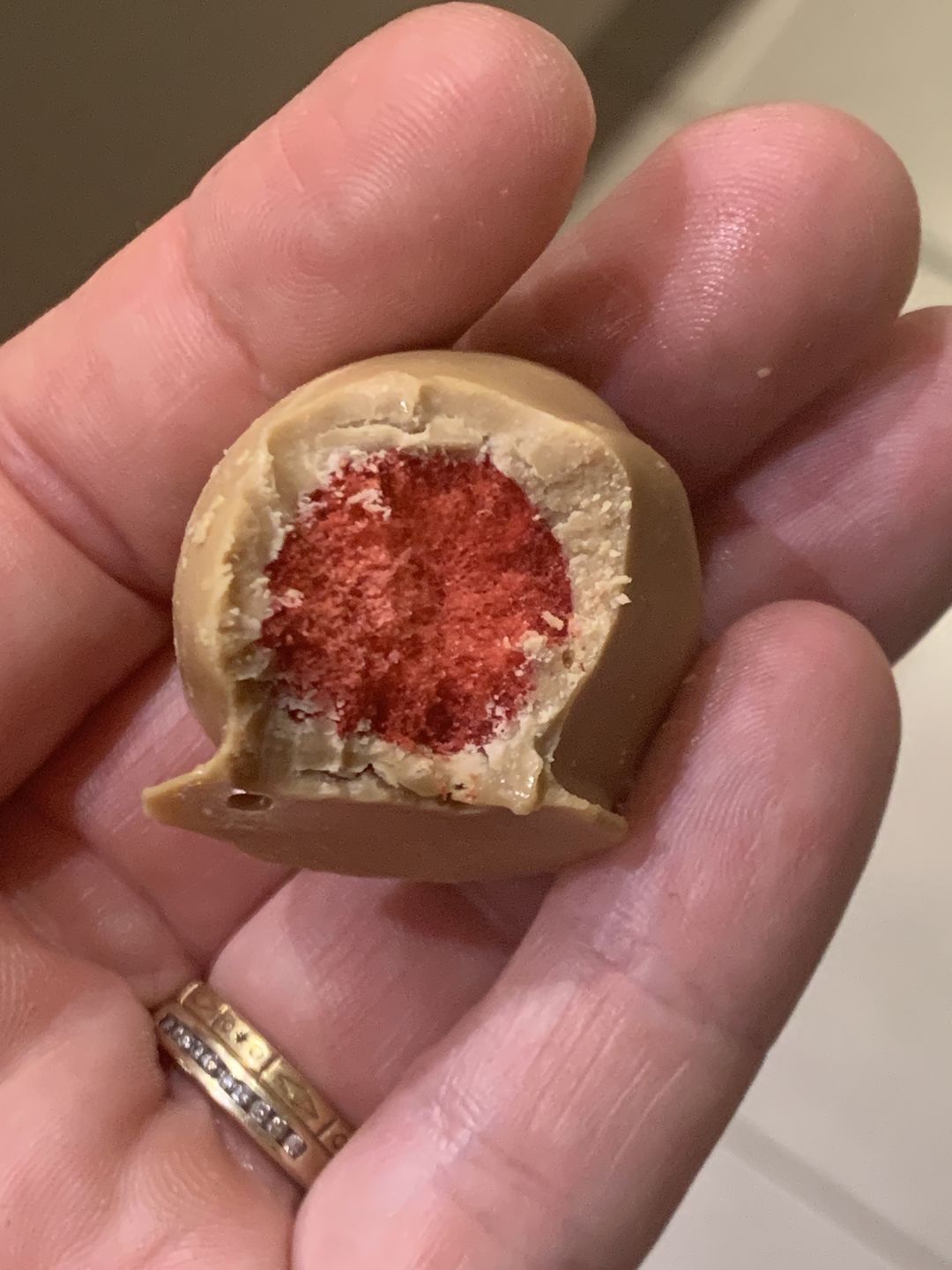 Customer photo review of Caramel Chocolate Coated Freeze Dried Strawberries 100g