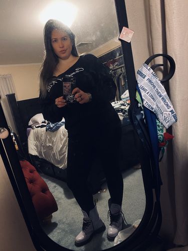 Customer photo review of 134- Comfort Wide Neck Hoodie