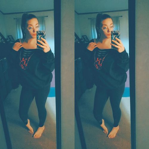 Customer photo review of 152 - Red Regret Wide Neck Hoodie