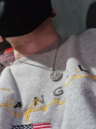 Customer photo review of Compass Pendant (Silver)