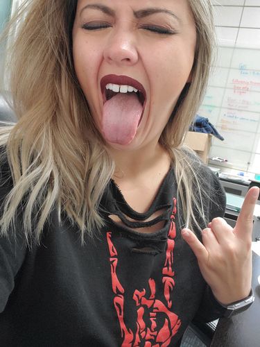 Customer photo review of 152 - Red Regret Wide Neck Hoodie