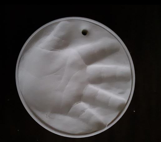 Customer photo review of CHERISH Baby Handprint Keepsake Ornament