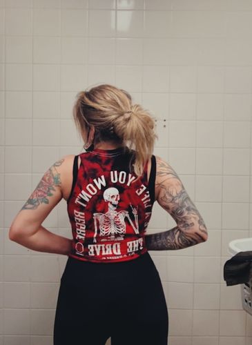 Customer photo review of 201 - Regret Black/Red  Crop Tank Top
