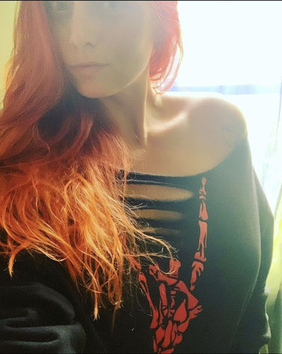 Customer photo review of 152 - Red Regret Wide Neck Hoodie