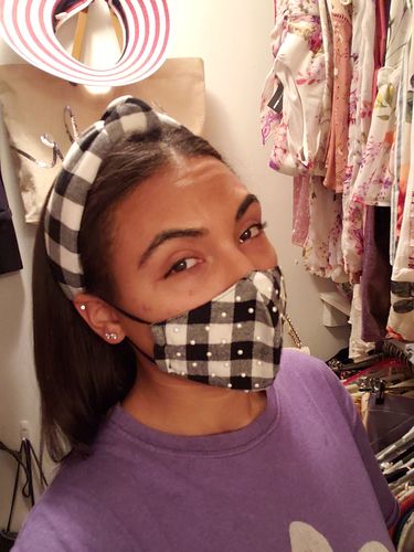 Customer photo review of BLACK AND WHITE BUFFALO CHECK KNOTTED HEADBAND