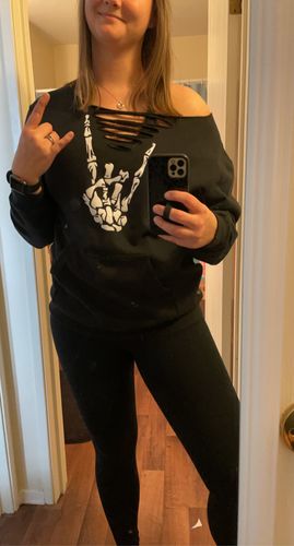 Customer photo review of 153 - Regret Wide Neck Hoodie