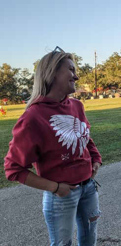 Customer photo review of 1- Apache Crop Hoodie - Heather Red