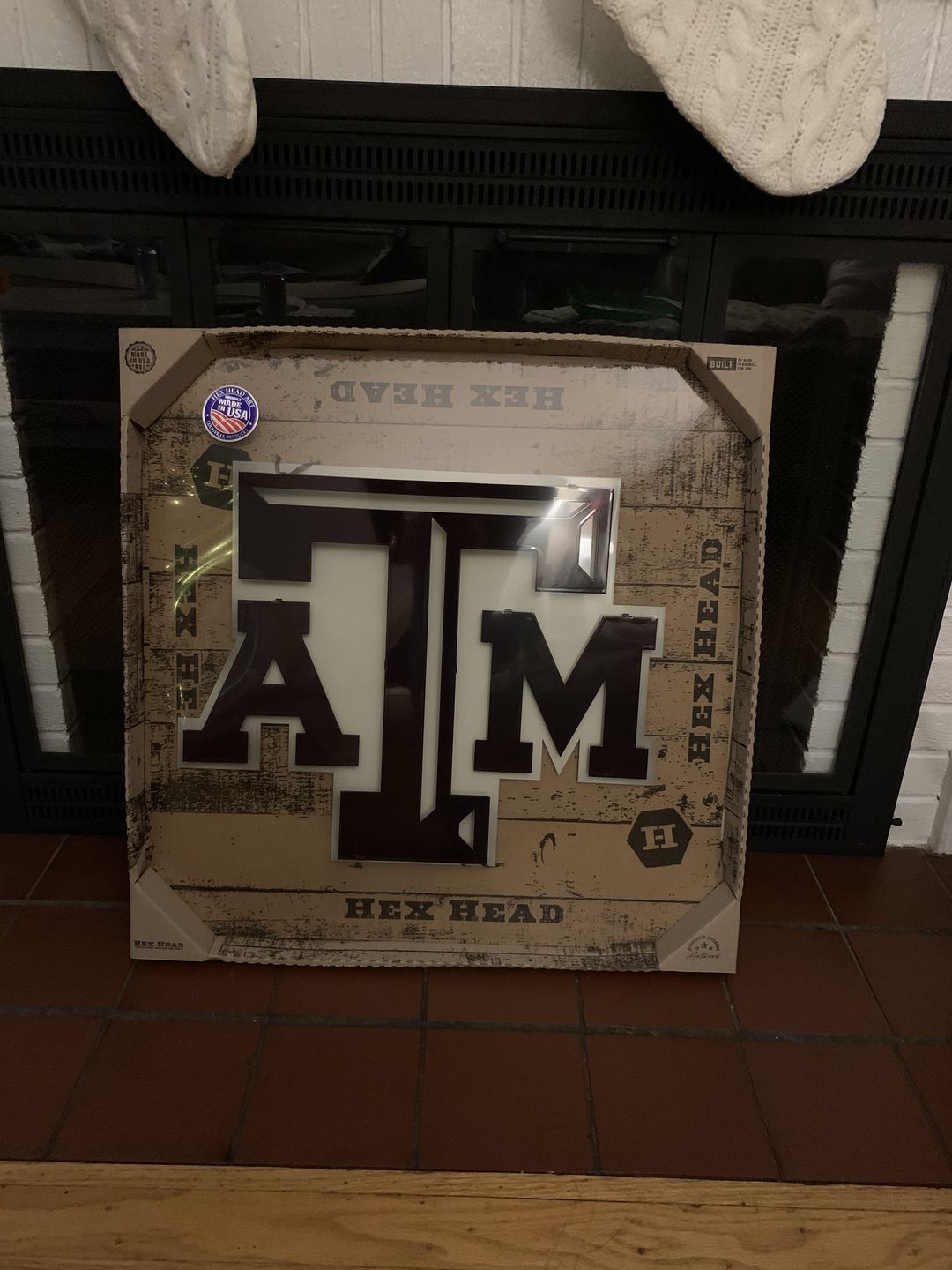 Customer photo review of Texas A&M 3D Vintage Metal Artwork - Aggie Maroon/ White 20" x 16.5"