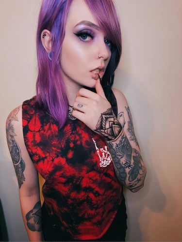 Customer photo review of 201 - Regret Black/Red  Crop Tank Top