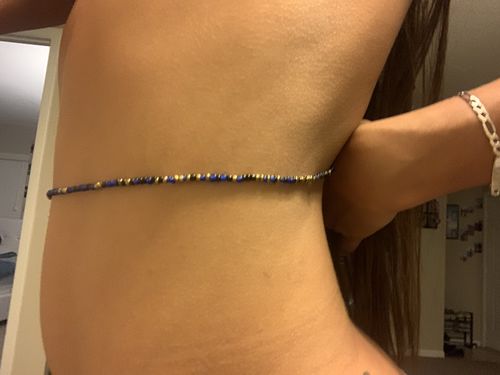 Customer photo review of Sierra Blue and Bronze Waist Beads