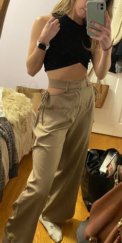 Customer photo review of High waisted hollow out pant