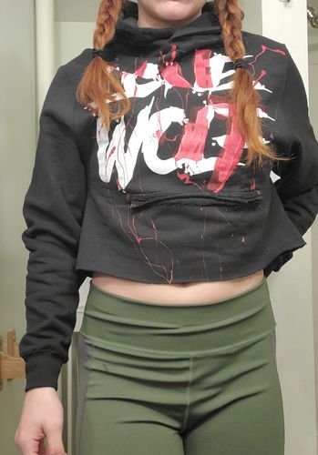Customer photo review of 103- Blood Lone Wolf Crop Hoodie