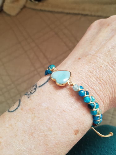 Customer photo review of BRACELET DE PROTECTION AMOUREUSE EN AMAZONITE