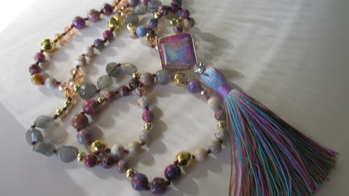 Customer photo review of COLLIER DE PERLES EN LABRADORITE NATURELLE ET JASPE MALA