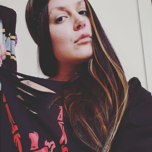 Customer photo review of 152 - Red Regret Wide Neck Hoodie